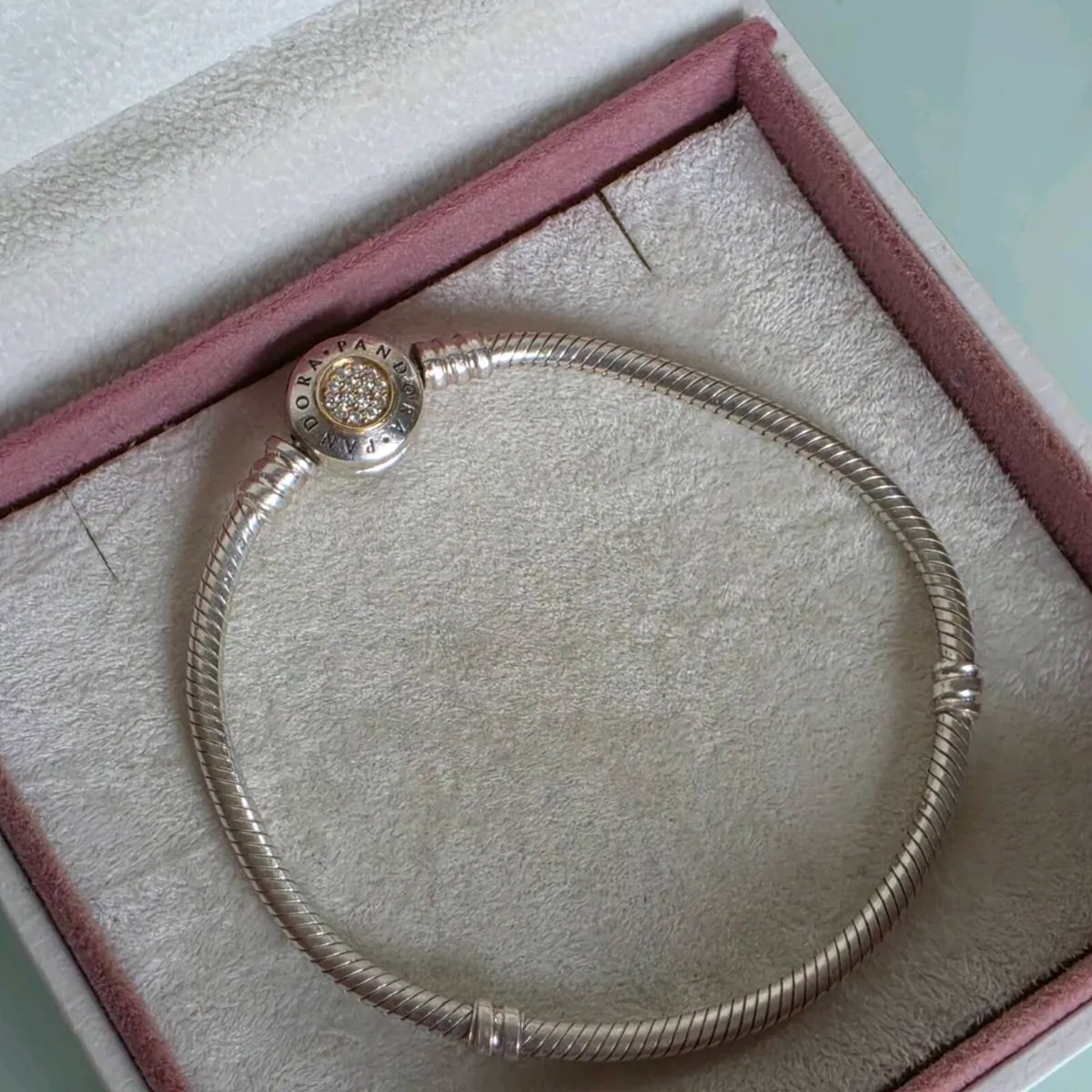 PANDORA 925 Silver  14K gold logo clasp - Image 4