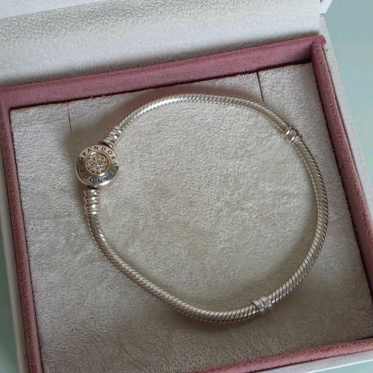 PANDORA 925 Silver  14K gold logo clasp - Image 1