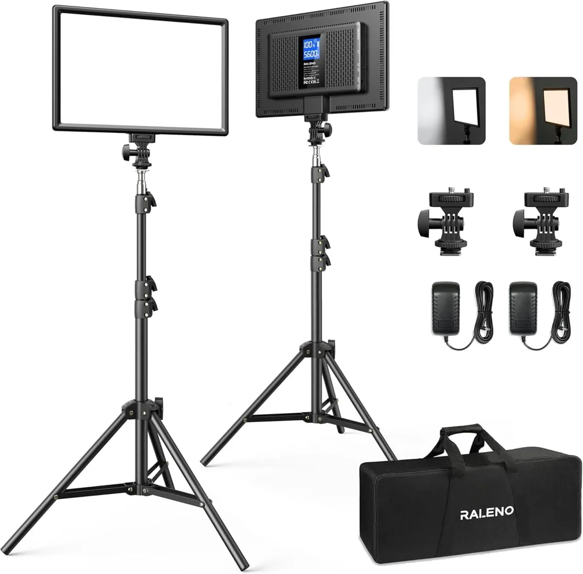 2-Pack 13" LED Video Light Kit with 170CM - Image 1