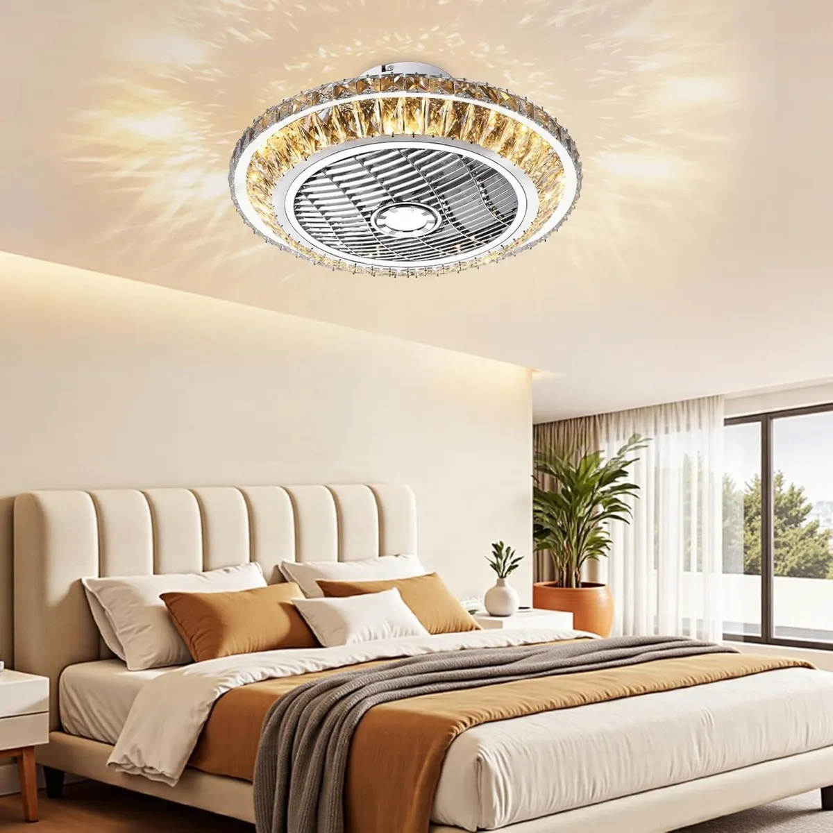 Ceiling Fan with Lamp Crystal LED Light 72W - Image 3