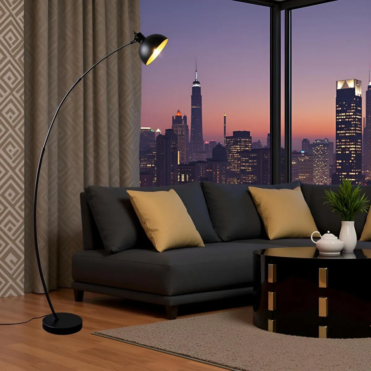 Modern Antique Brass Floor Lamp with Adjustable - Image 2
