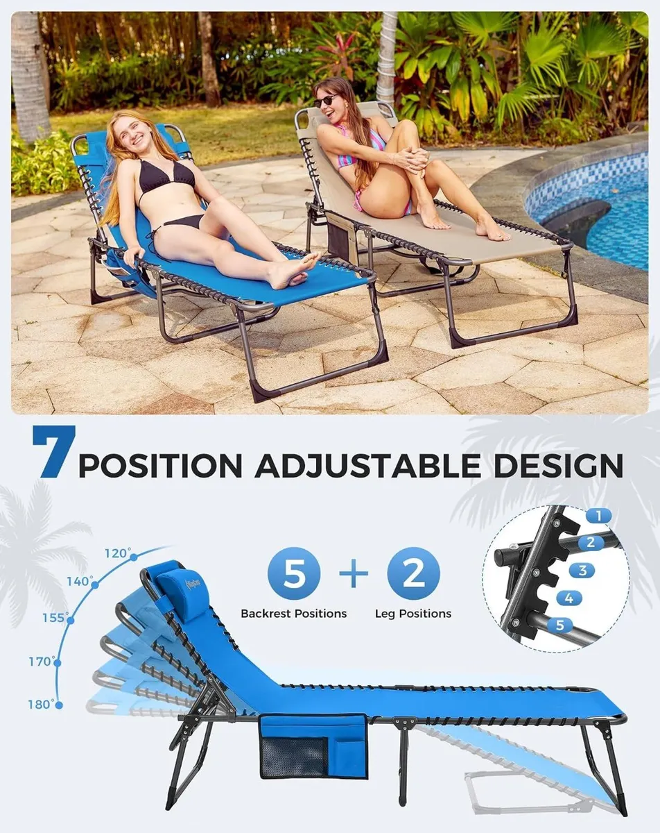 Sun Lounger with 5-Position Adjustable Backrest - Image 3