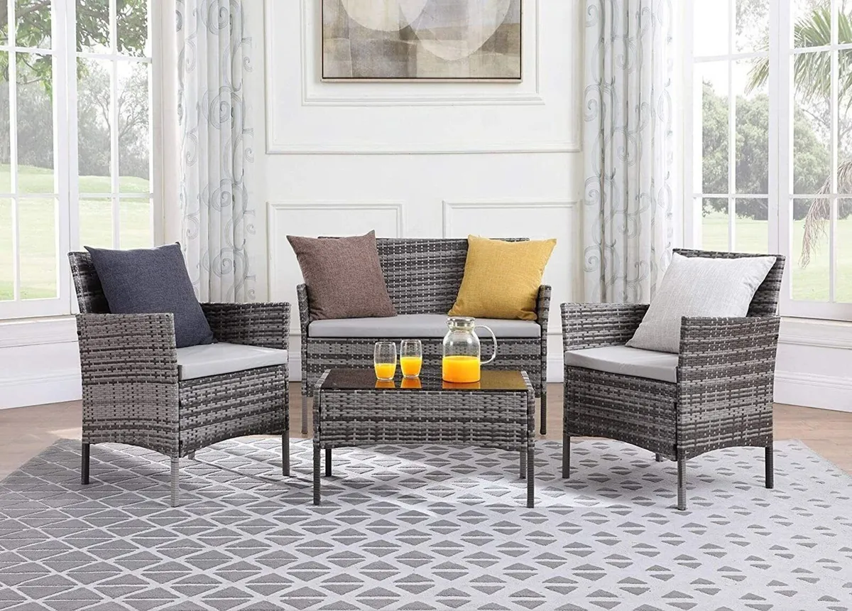 Rattan Garden Set 4 Piece Outdoor Furniture - Image 1