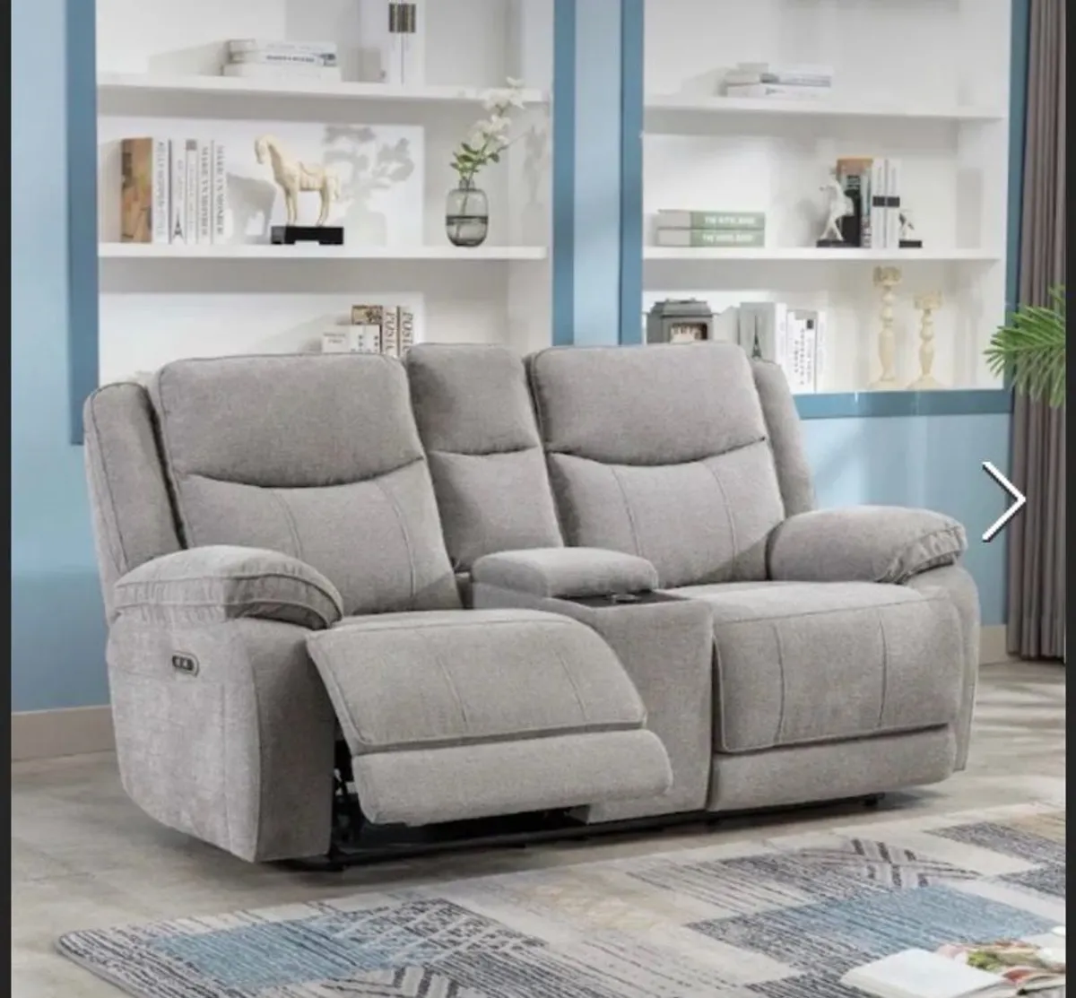 Electric Recliner 3 Piece Suite | 2 Seater with Console plus 2 Armchairs | Light Grey - Image 4
