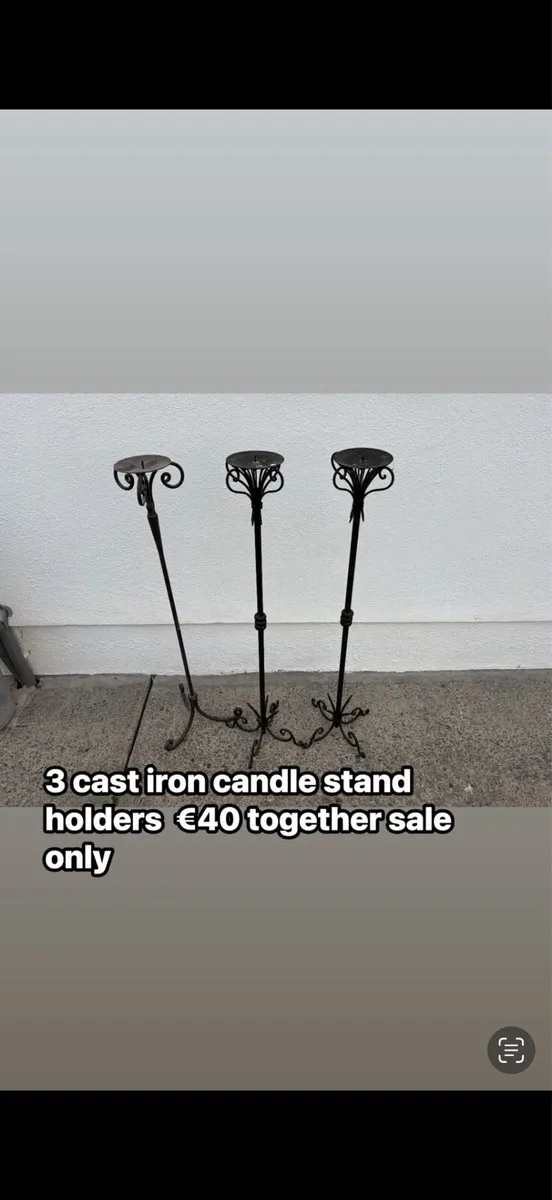 x3 cast iron candle holder - Image 1