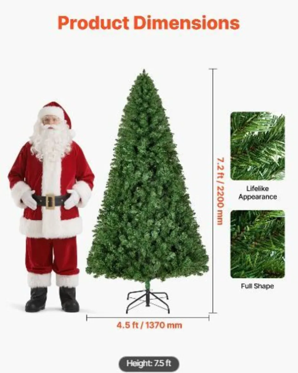 Christmas Tree, 2.2m Artificial Xmas Tree - Image 1