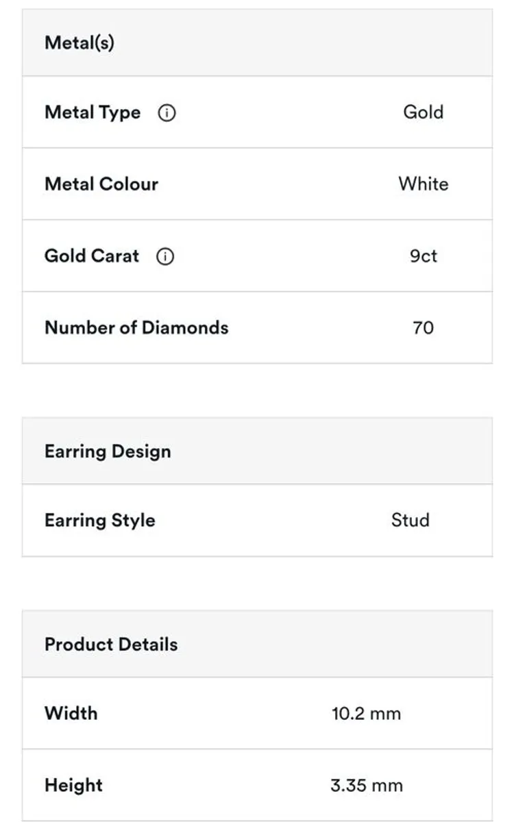 Brand new,real diamond earrings on white gold - Image 3