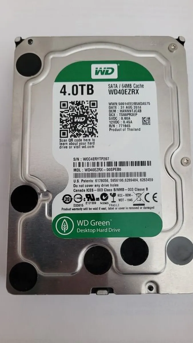 WD40EZRX Western Digital WD Green 4TB Internal 3.5" SATA Hard Drive 64MB
