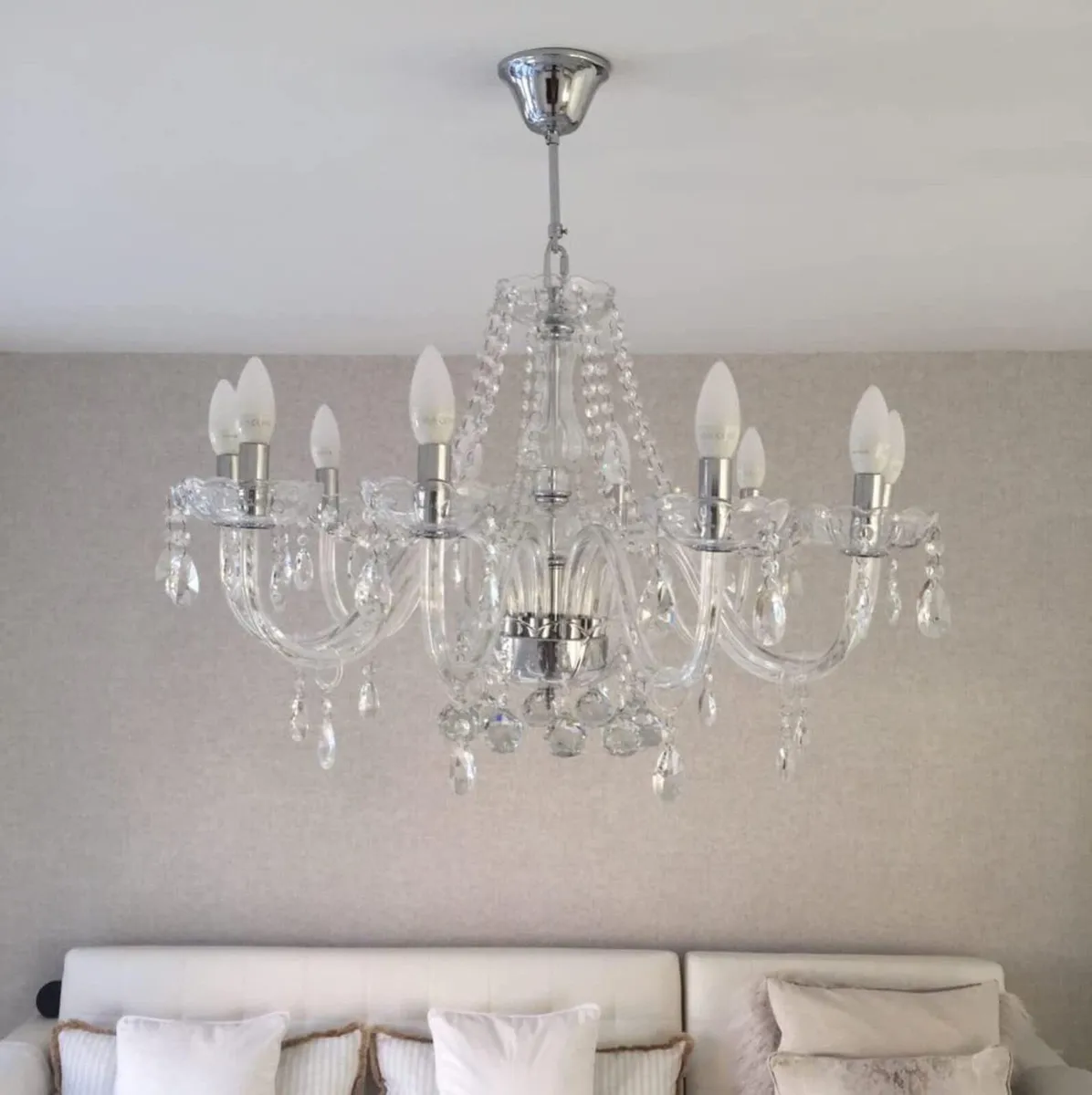 10-Arm Crystal Glass Chandelier – Cognac Color - Image 4