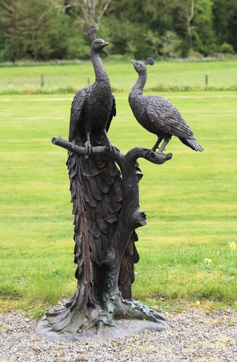 Bronze peacocks statue - Image 1