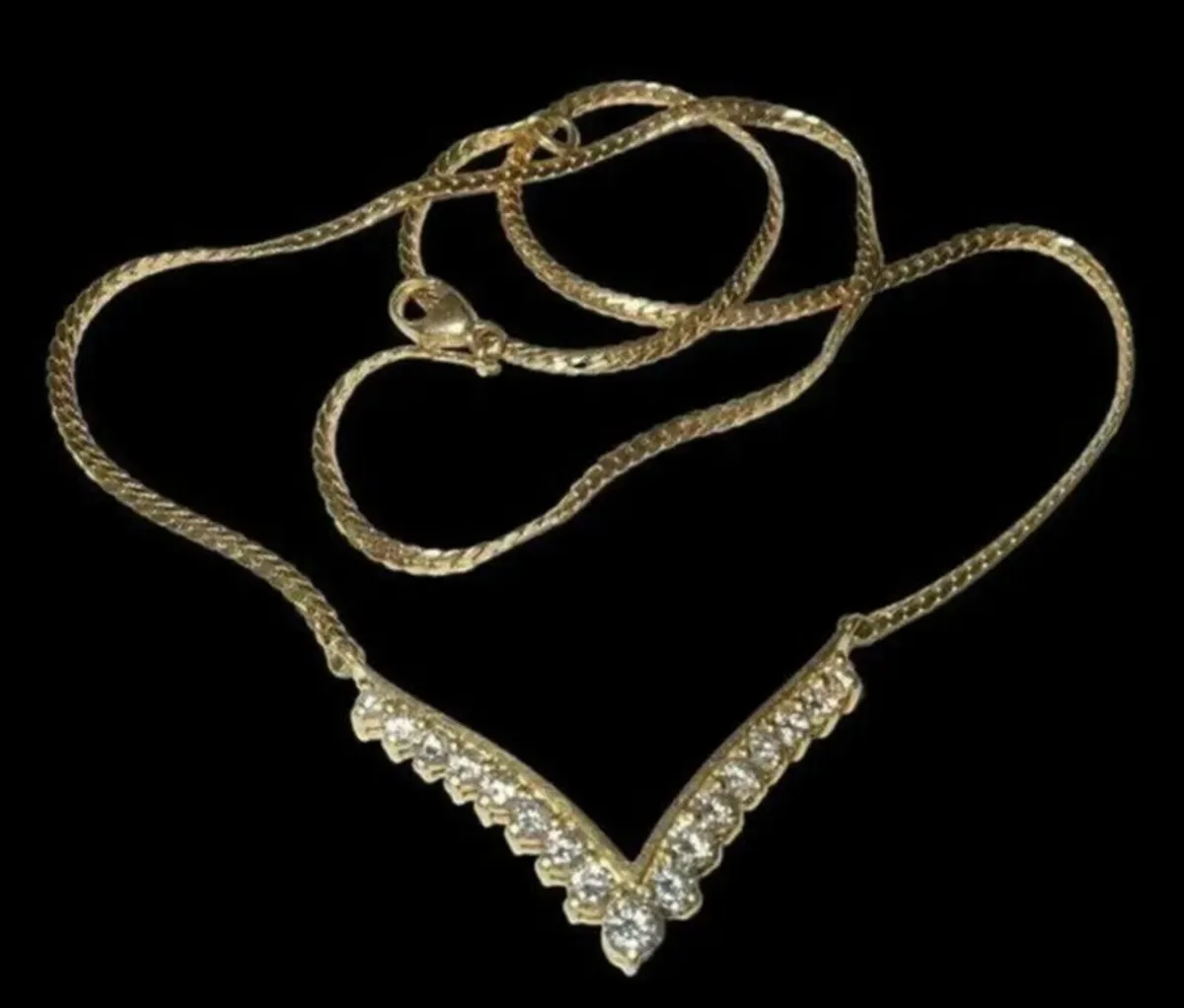 Vintage 18ct Yellow Gold Diamond Necklace - Image 1