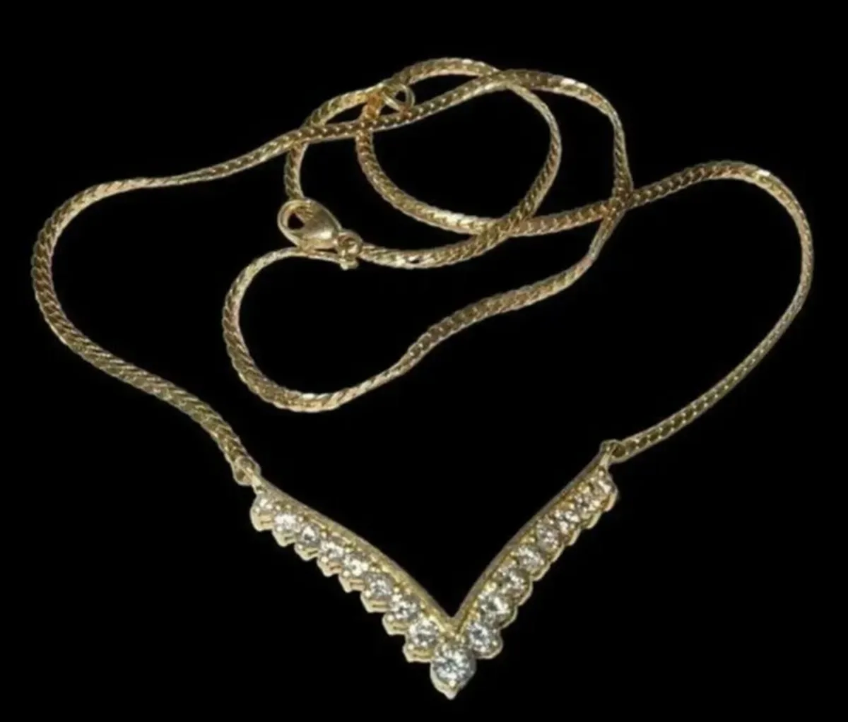 Vintage 18ct Yellow Gold Diamond Necklace - Image 2