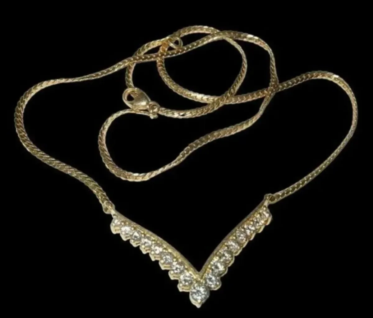 Vintage 18ct Yellow Gold Diamond Necklace - Image 3