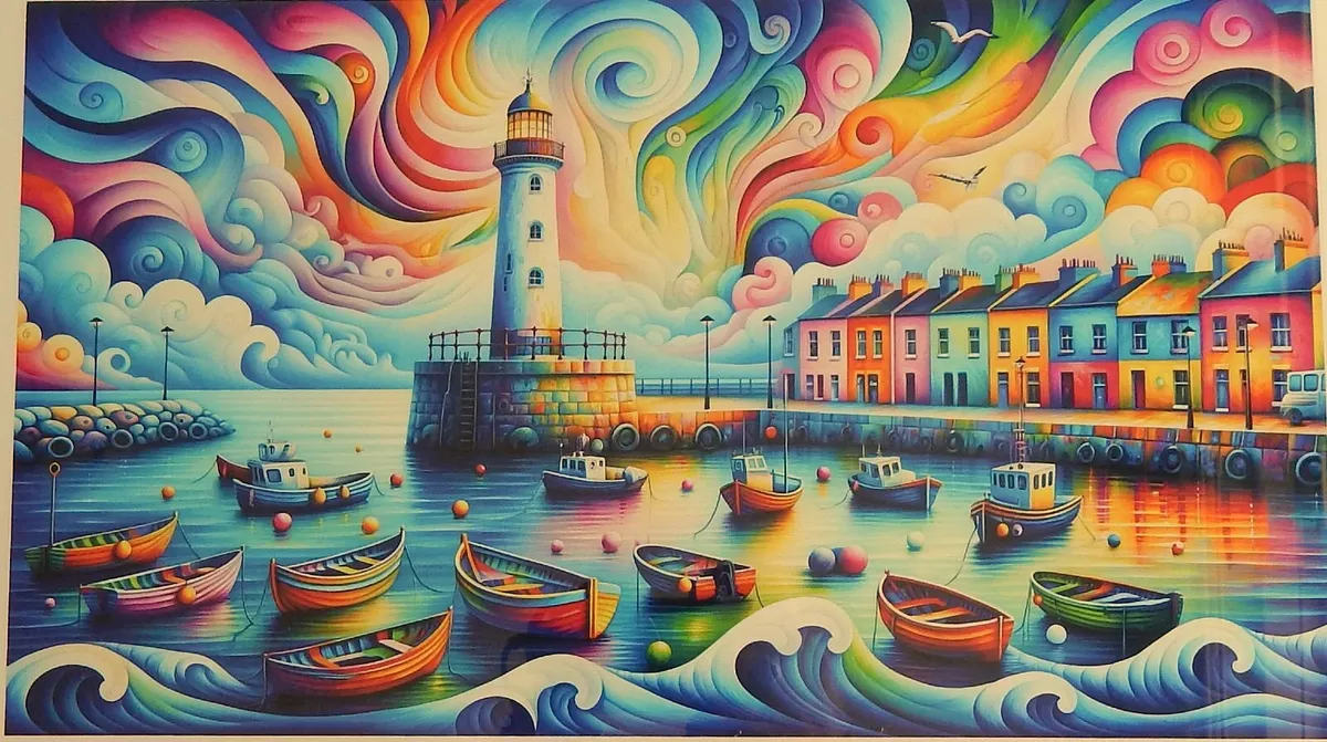 Colourful Framed Print of Harbour - Image 2