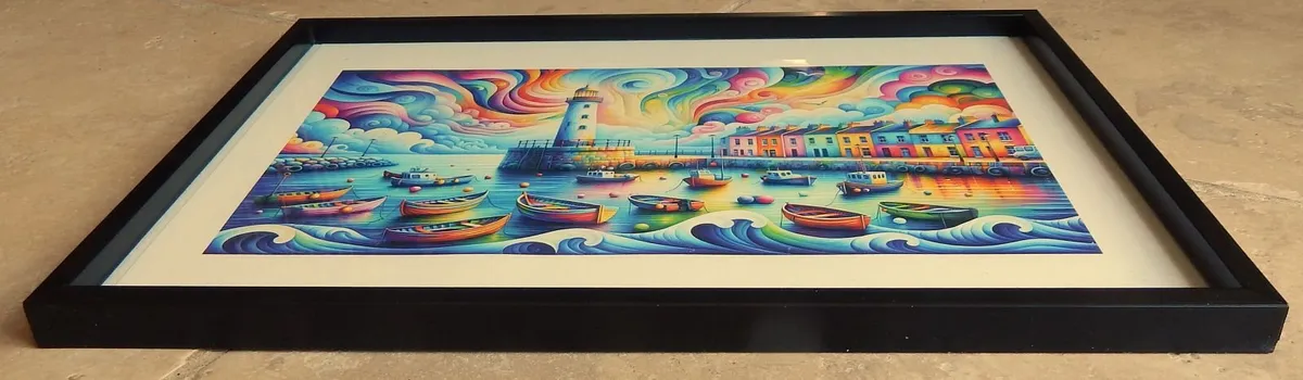 Colourful Framed Print of Harbour - Image 3