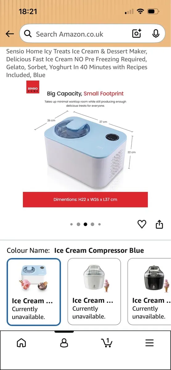 Sensio Ice-Cream Maker - Image 1