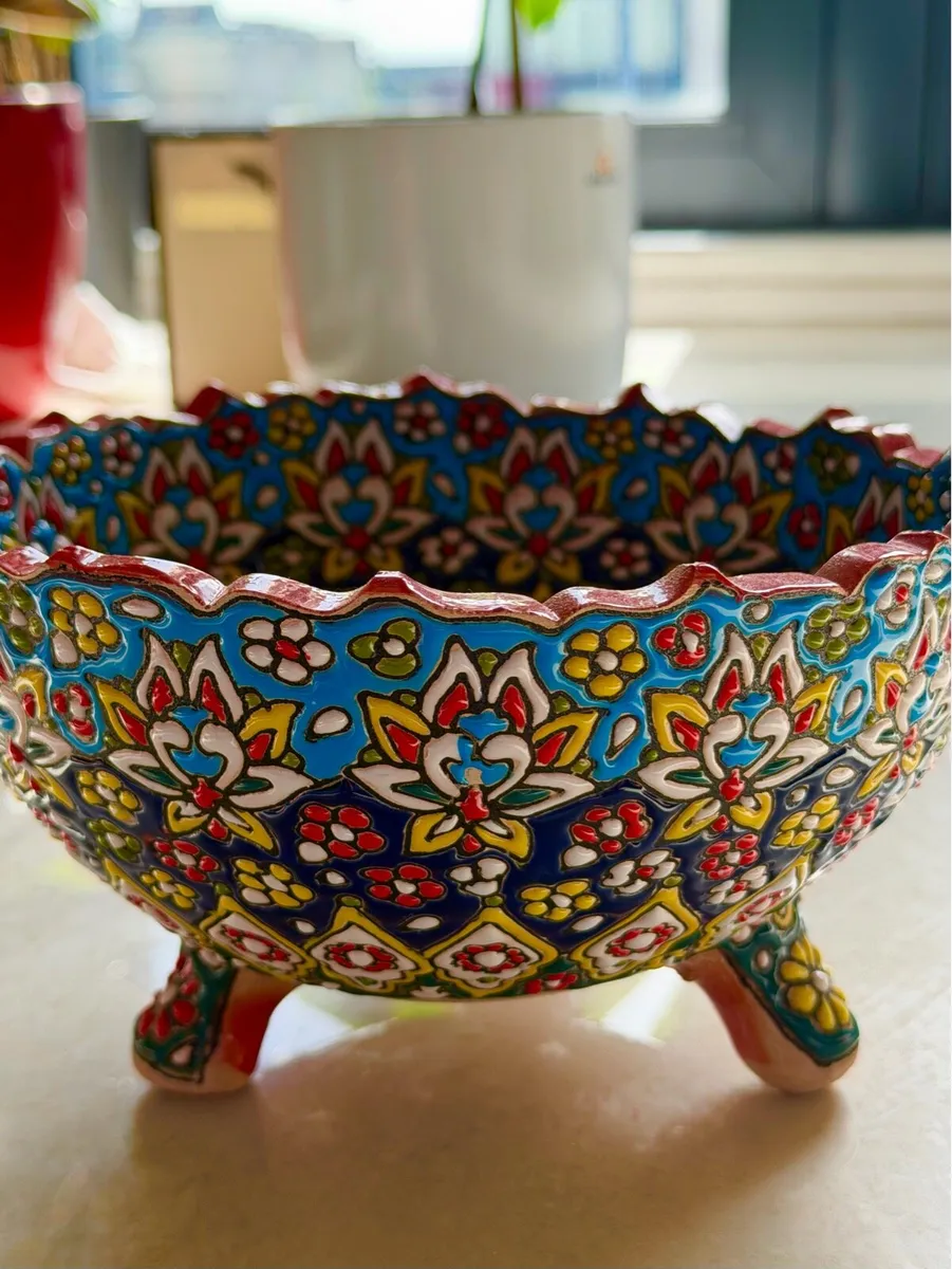 Handmade Antique Ceramic Serving Bowl - Image 1
