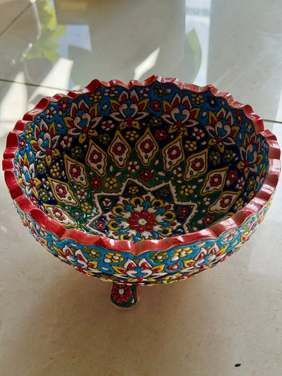 Handmade Antique Ceramic Serving Bowl - Image 2