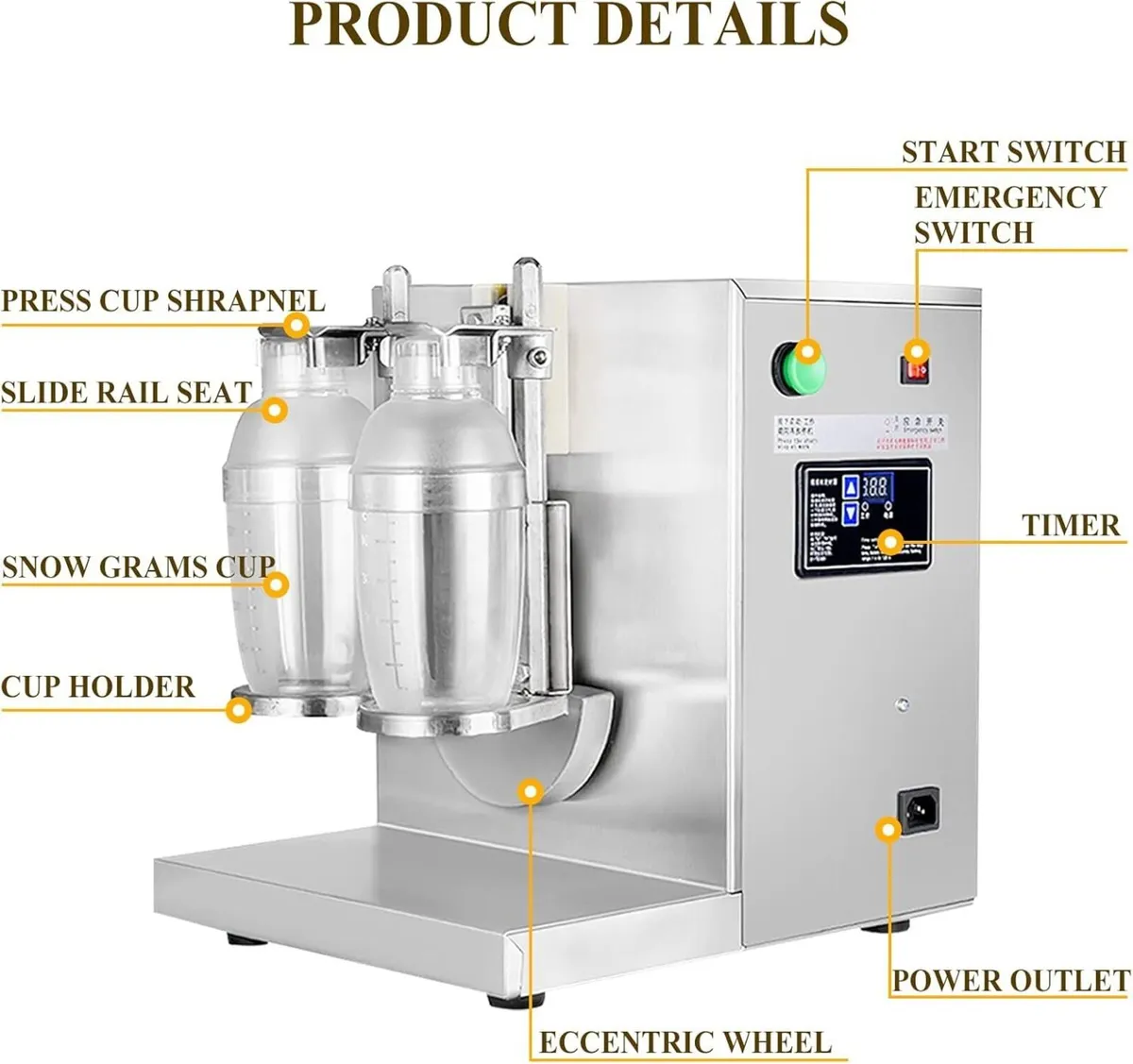 220W Automatic Boba Mixer 400RPM Dual Cup - Image 4