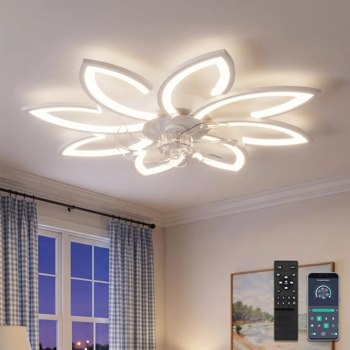 35.4" Ceiling Fans with Lights and Remote LED - Image 1