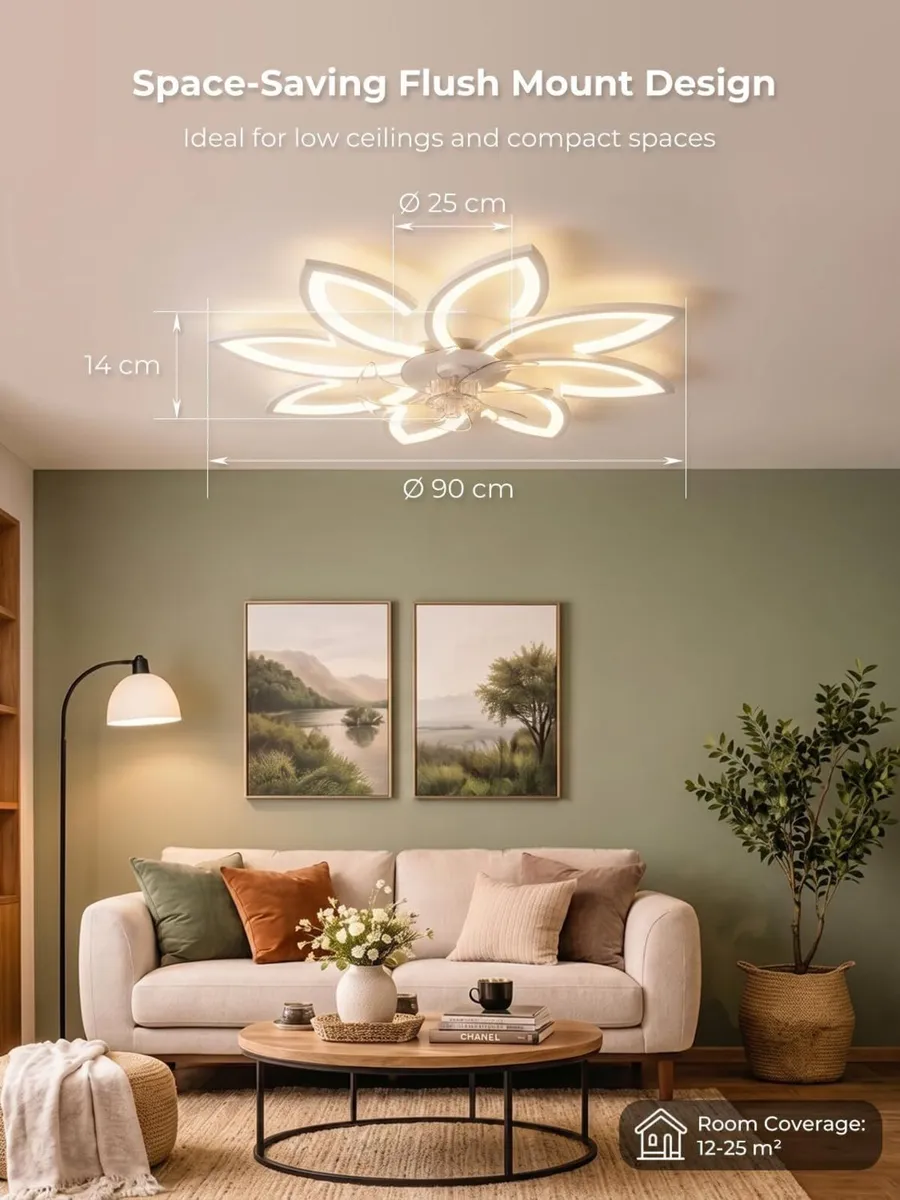 35.4" Ceiling Fans with Lights and Remote LED - Image 2