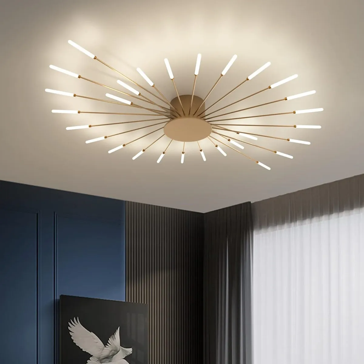 Modern LED Ceiling Light 42 Heads Golden Flush - Image 1