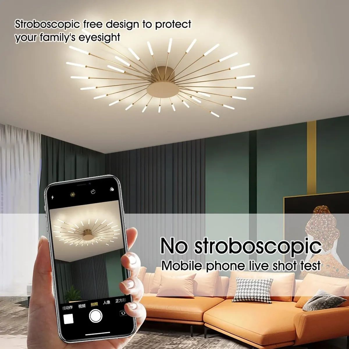 Modern LED Ceiling Light 42 Heads Golden Flush - Image 3