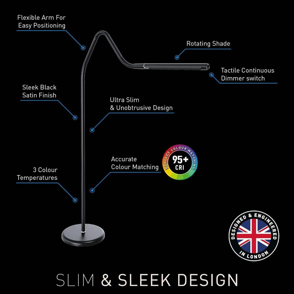 Modern LED Floor Lamp with 3 Colour Temperatures - Image 4