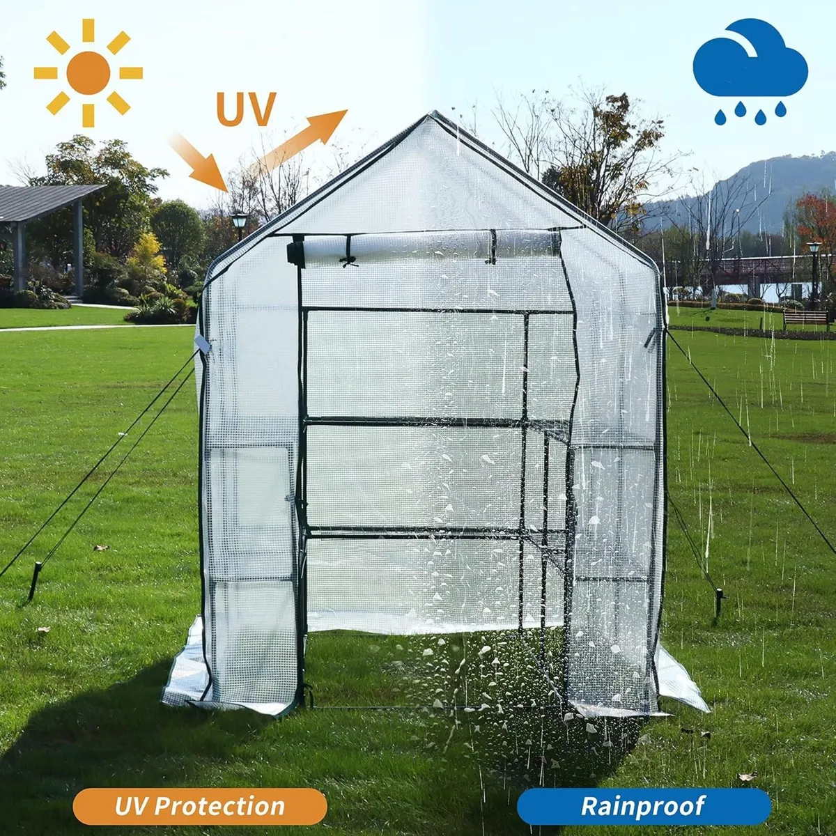 Walk in Greenhouse with 10 Shelves Reinforced Pe - Image 4