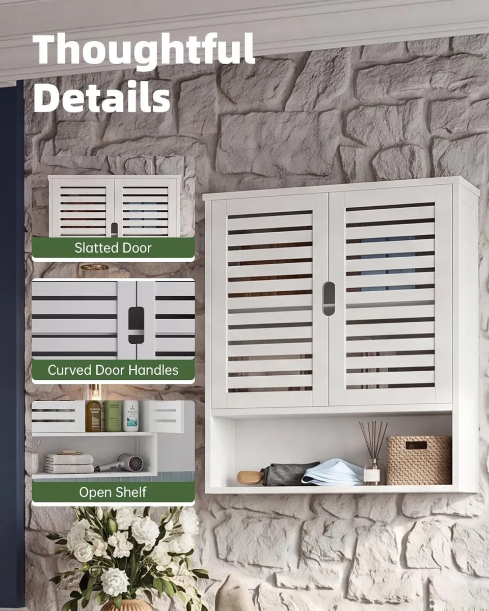 Bathroom Cabinet Wall Mounted Bamboo - Image 4