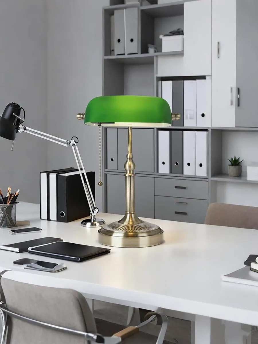 Matted Amber Stepless Dimmable Glass Bankers Desk - Image 3