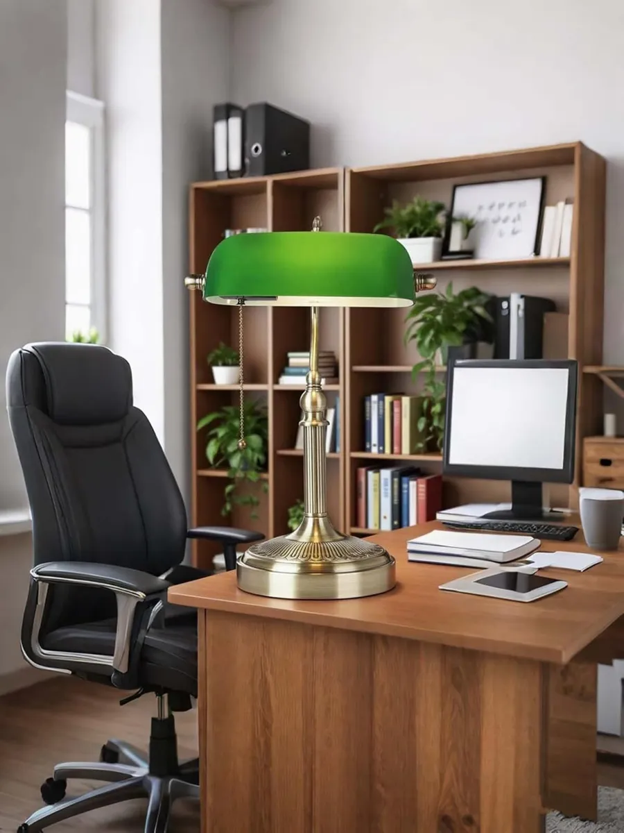 Matted Amber Stepless Dimmable Glass Bankers Desk - Image 4