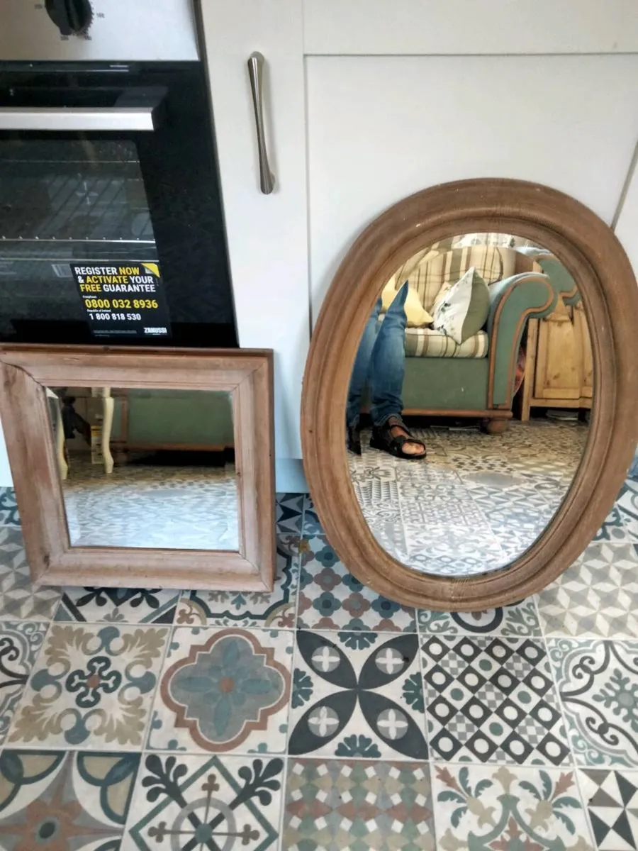 Two pine frame mirrors - Image 1