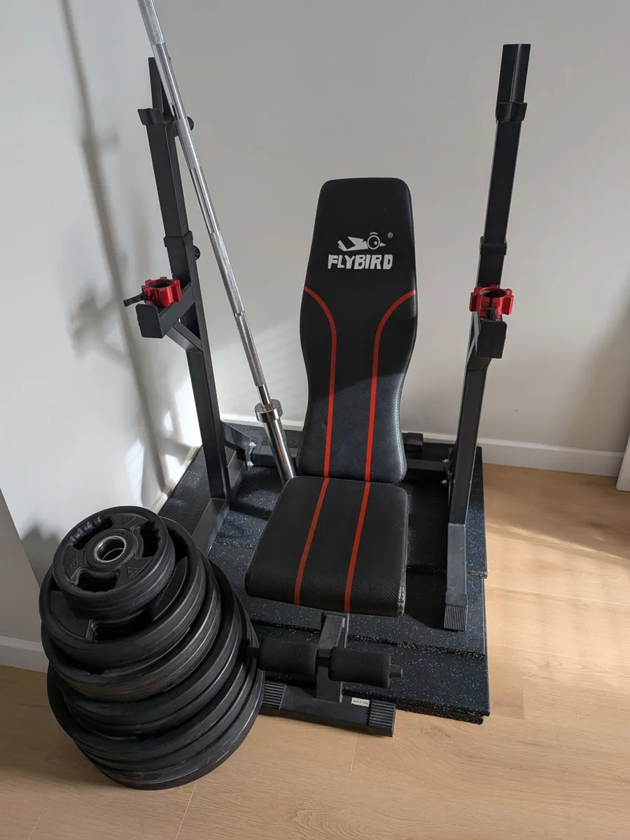 Squat Rack, Bench & Olympic Barbell (155kgs)