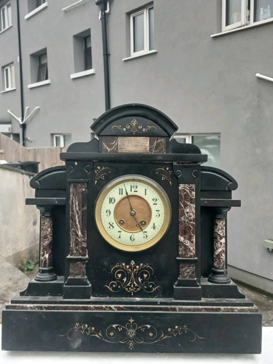 Antique Victorian Black Slate & Marble Architectur