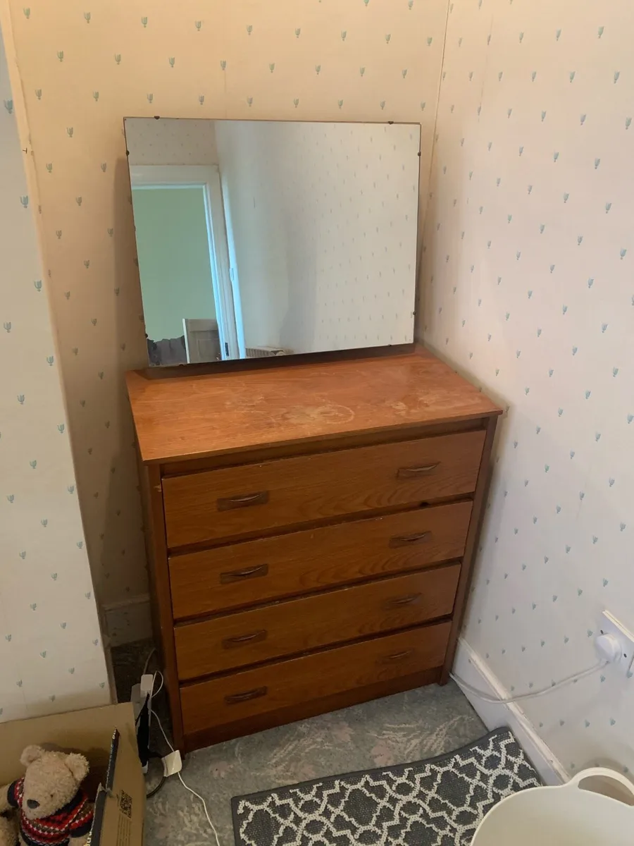 Vintage Wooden Chest of Drawers with mirror - Image 1