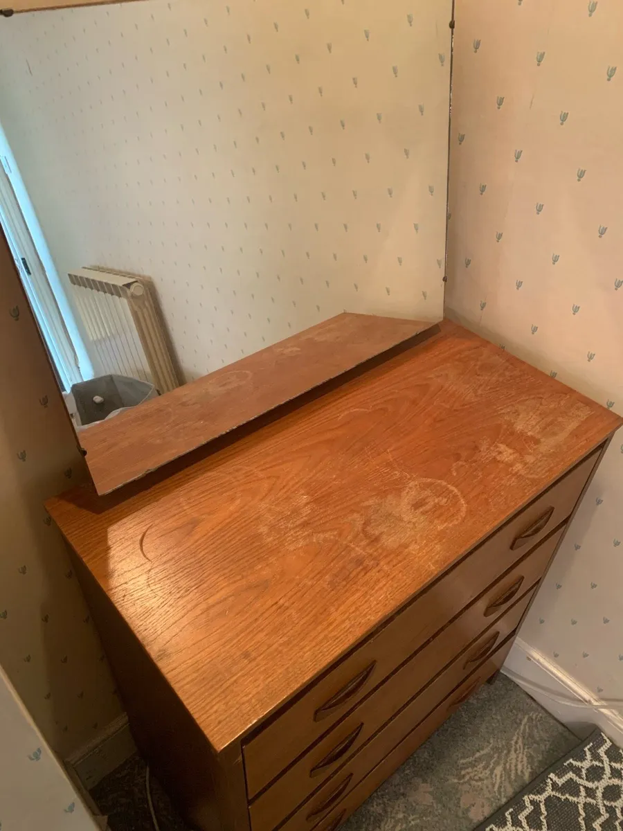 Vintage Wooden Chest of Drawers with mirror - Image 2