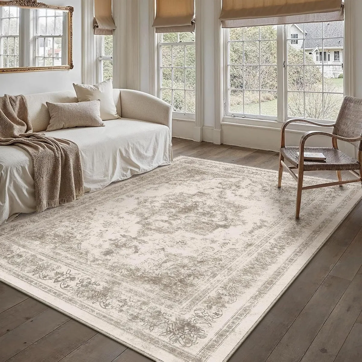 Vintage Rugs Living Room Area Rug Washable - Image 1