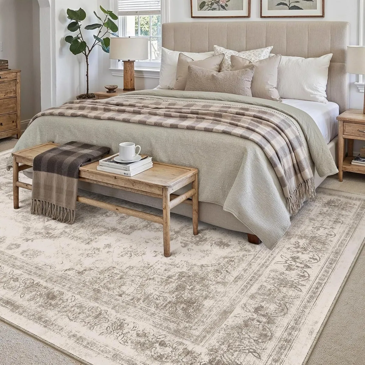 Vintage Rugs Living Room Area Rug Washable - Image 3