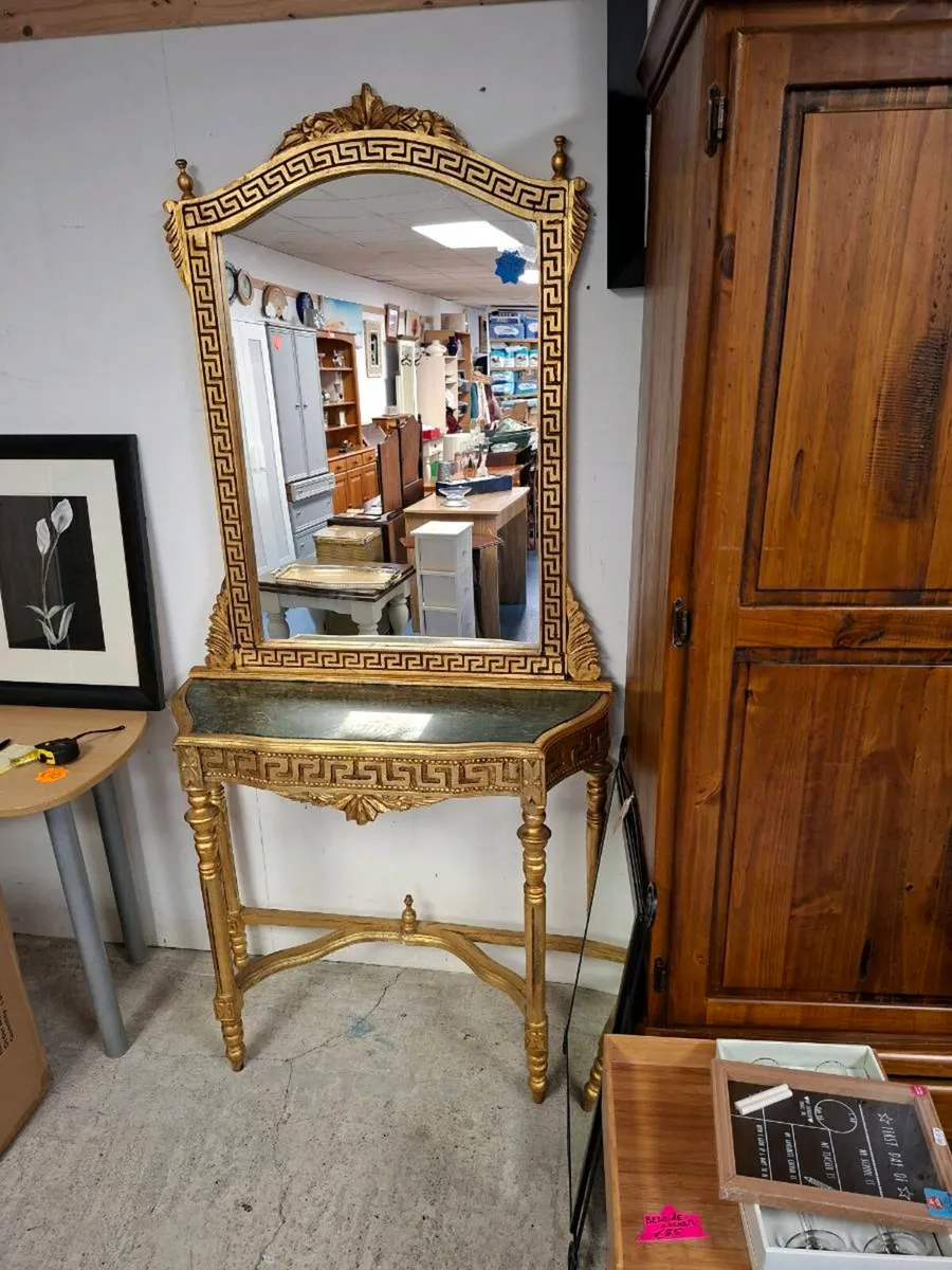 VINTAGE CONSOLE TABLE WITH MIRROR - Image 1