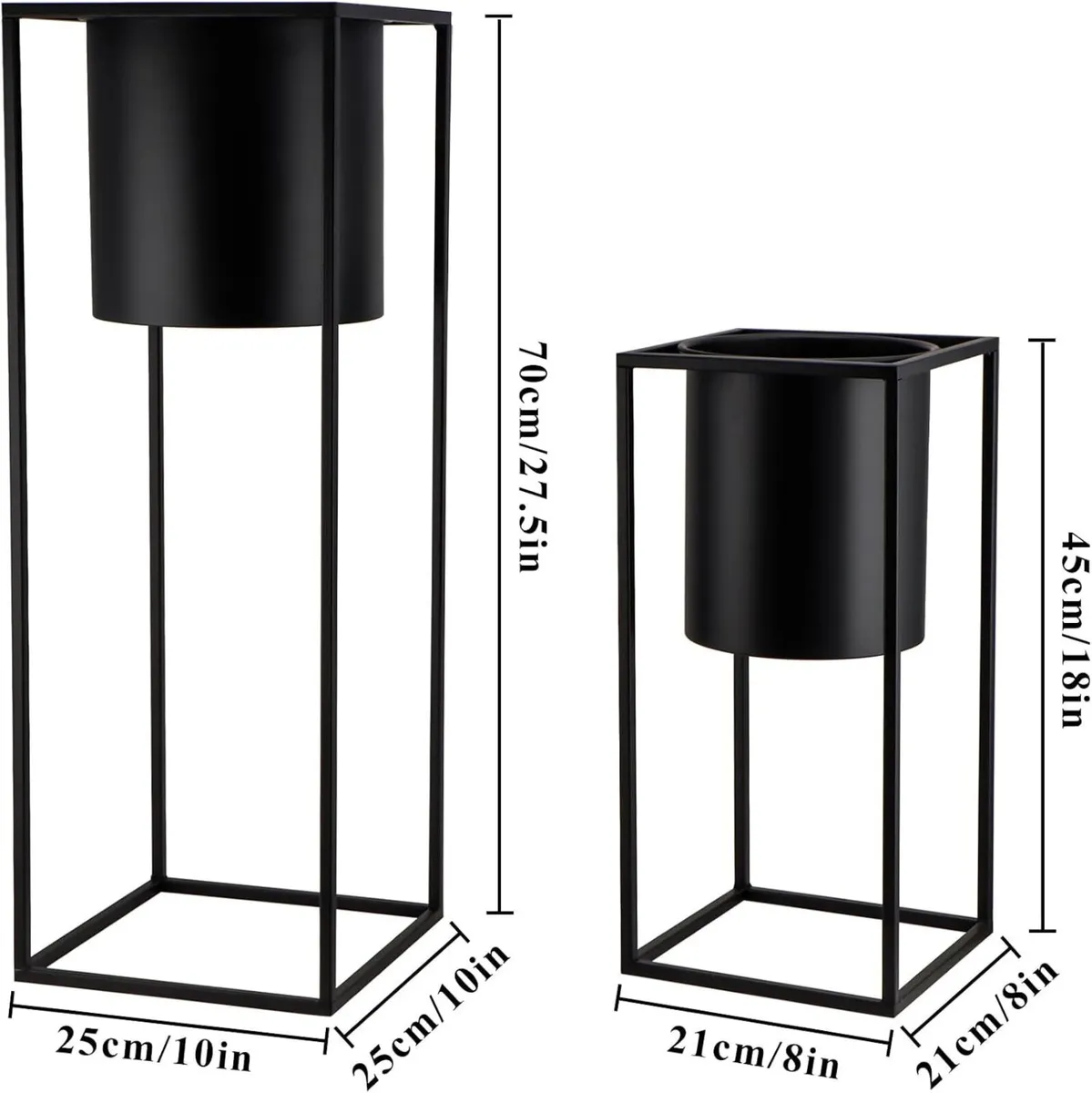 Morden Metal Craft Planters with Stand (Set of 2) - Image 4