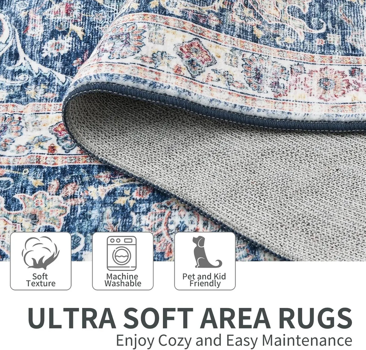 Vintage Rug Washable Rugs Living Room Non - Image 4