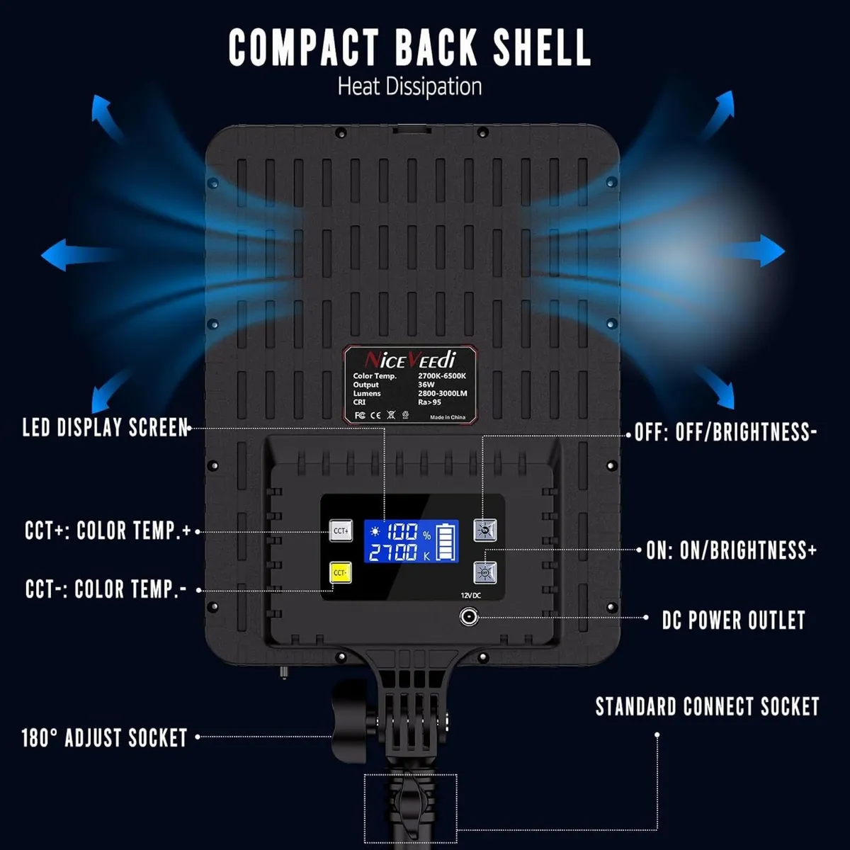 Lighting Bi-Colour Studio Lights -6500K 36W - Image 4