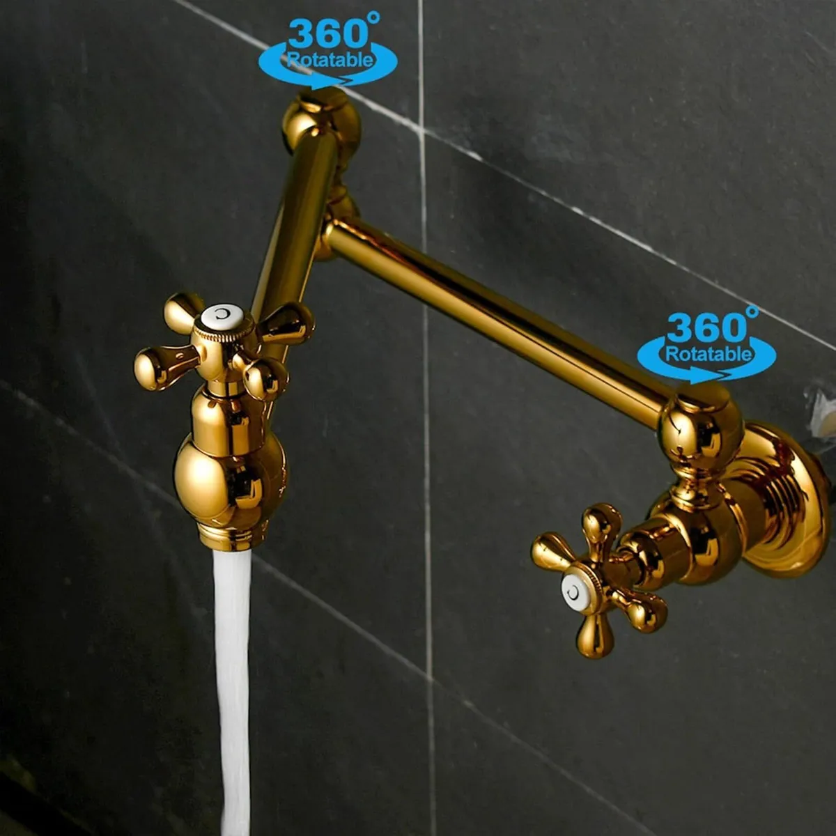 Kitchen Faucet Single Hole Wall Mount Pot Filler - Image 4