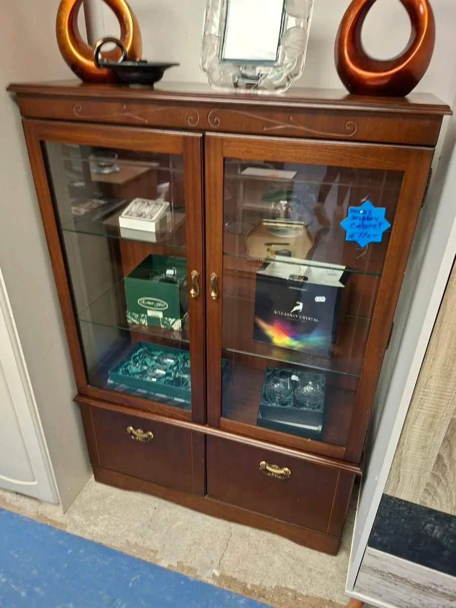 VINTAGE WOODEN DRINKS DISPLAY CABINET - Image 1