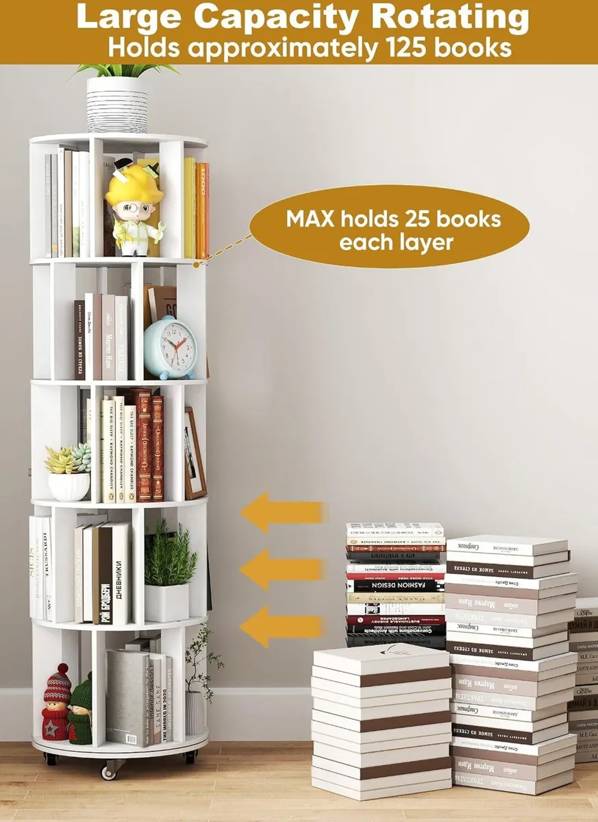 5 Tier Rotating Bookshelf - Image 3