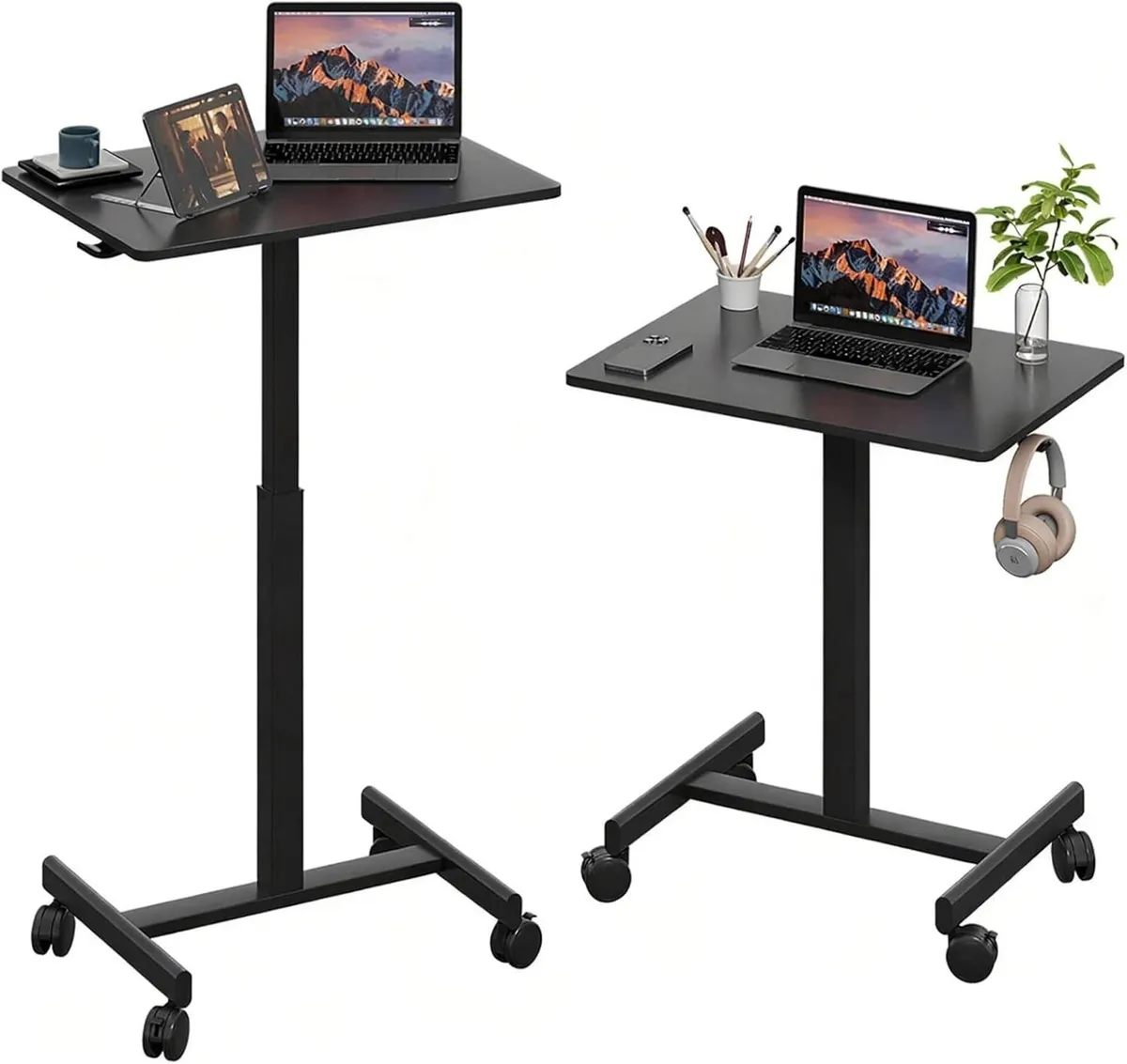 Mobile Desk on Wheels Pneumatic Height Adjustable - Image 1
