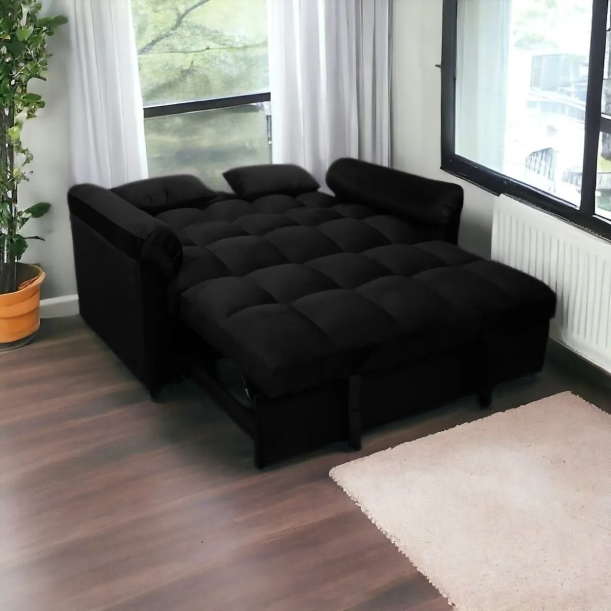 🛋️ PULL-OUT DOUBLE SOFA BED – TOKYO BLACK - Image 2