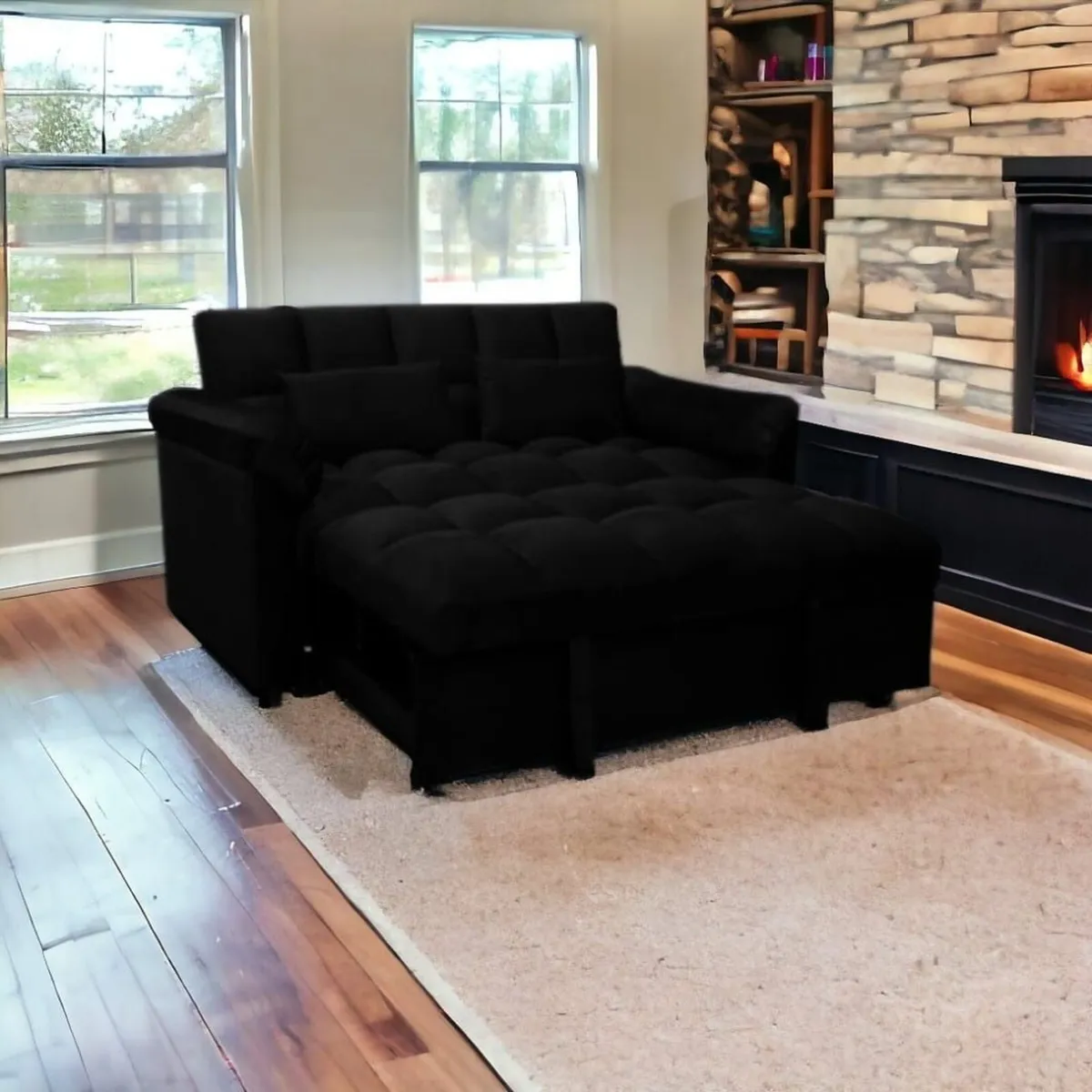 🛋️ PULL-OUT DOUBLE SOFA BED – TOKYO BLACK - Image 3