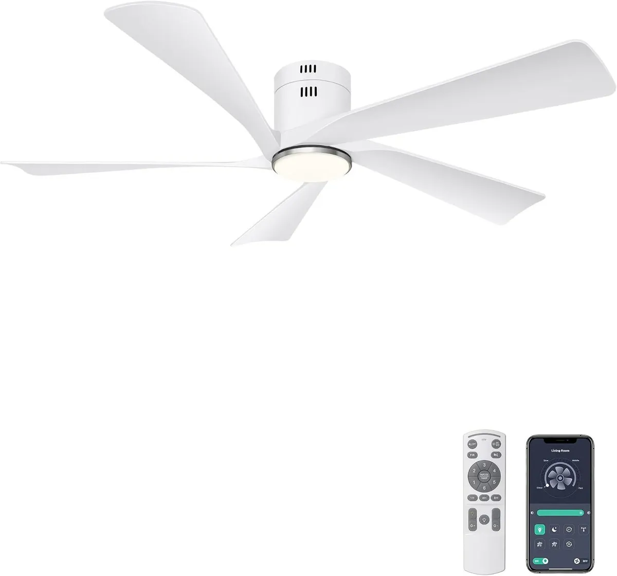 52'' Low Profile Ceiling Fans with Lights Remote - Image 1
